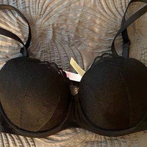 VS Pink date lace push up bra black 34D NWT